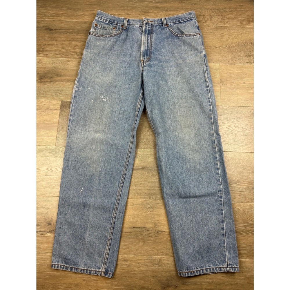 Levis 550 Relaxed Fit Jeans Mens 36x32 Light Wash Blue Denim Cotton 1329